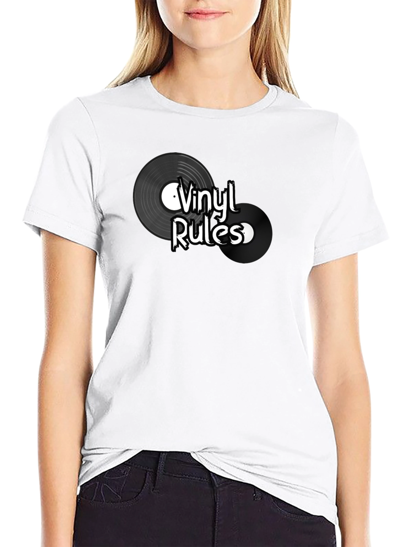 Vinyl Rules Graphic Tee - Black Cotton T-Shirt