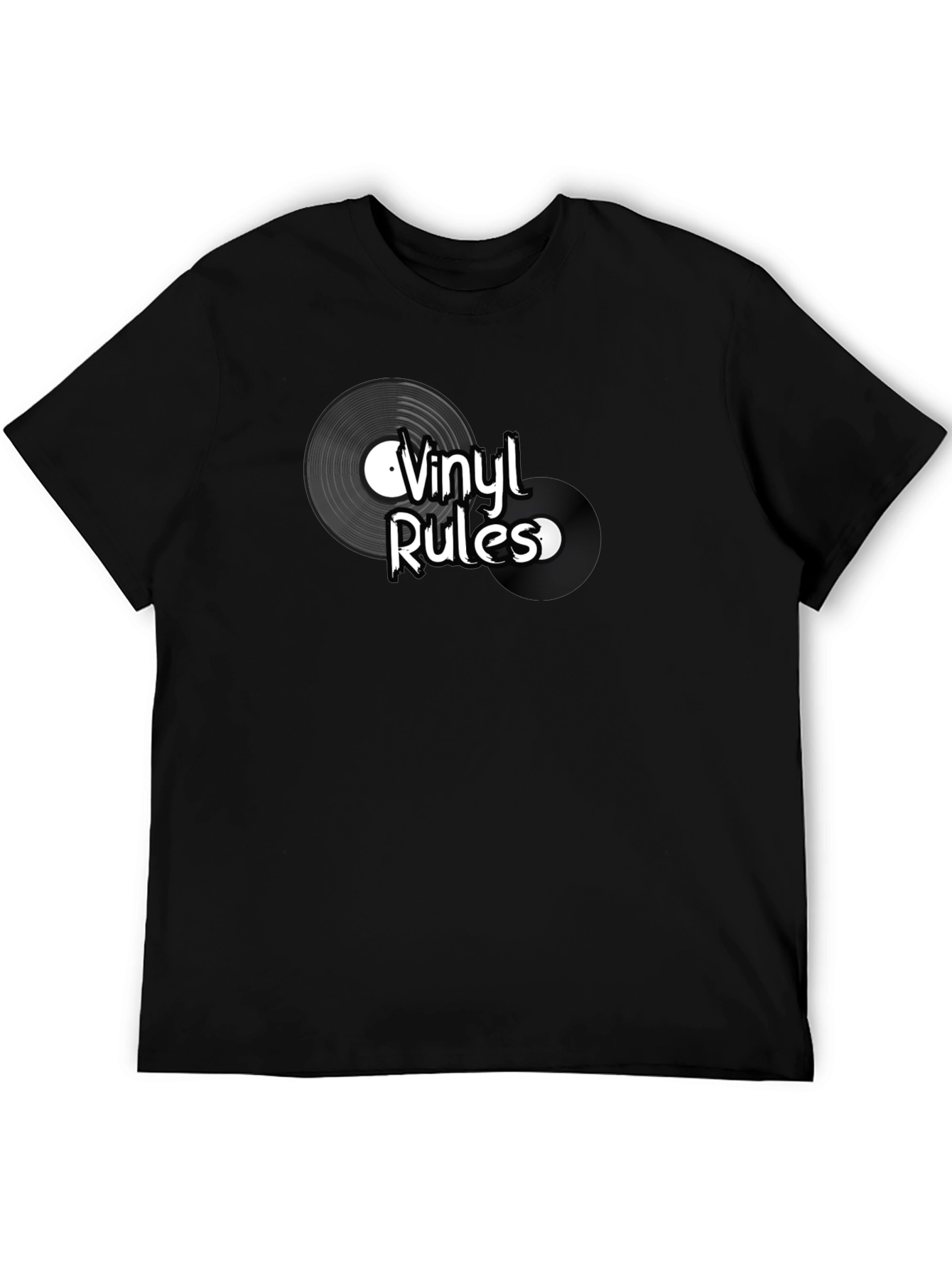 Vinyl Rules Graphic Tee - Black Cotton T-Shirt