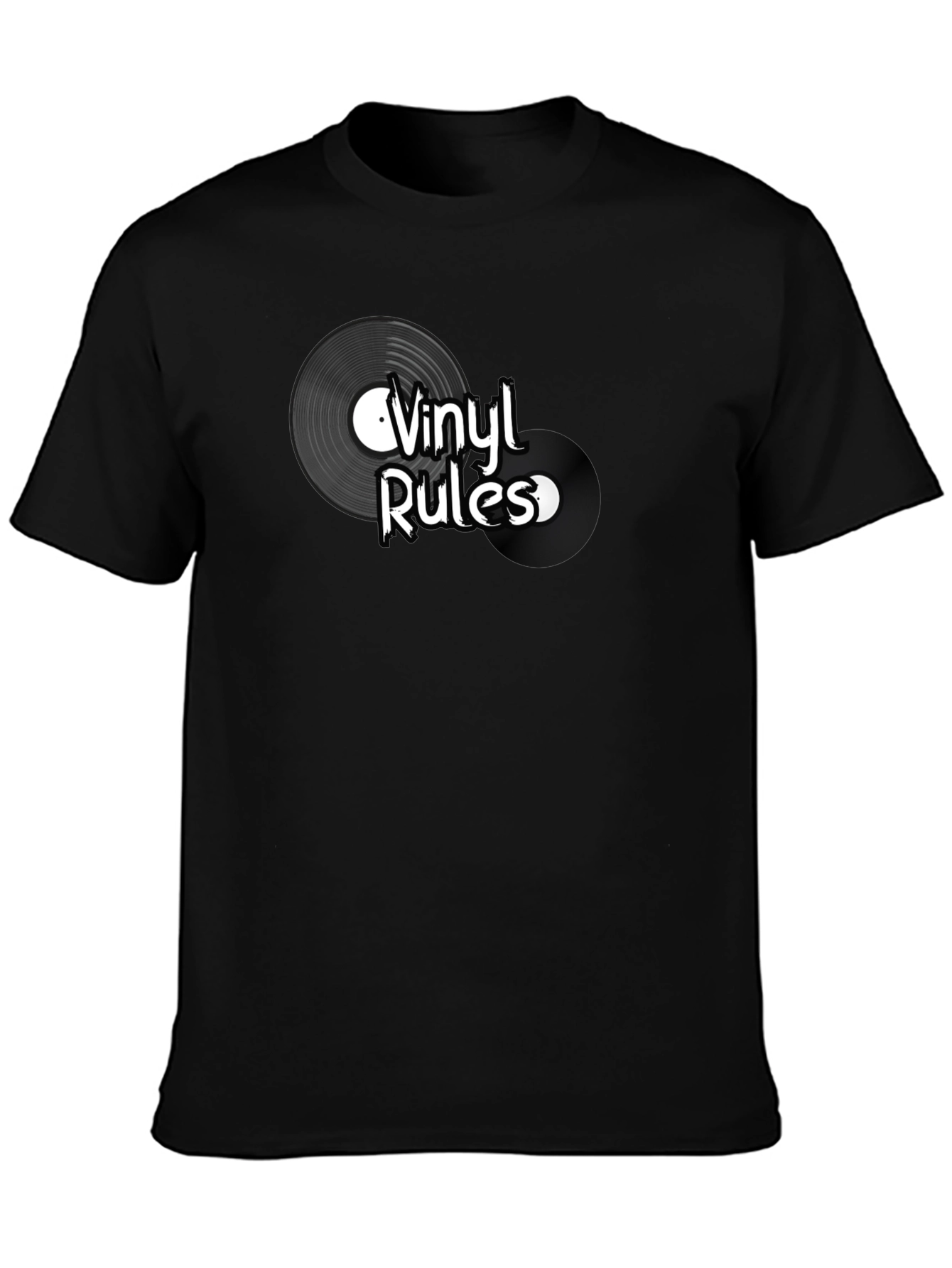 Vinyl Rules Graphic Tee - Black Cotton T-Shirt