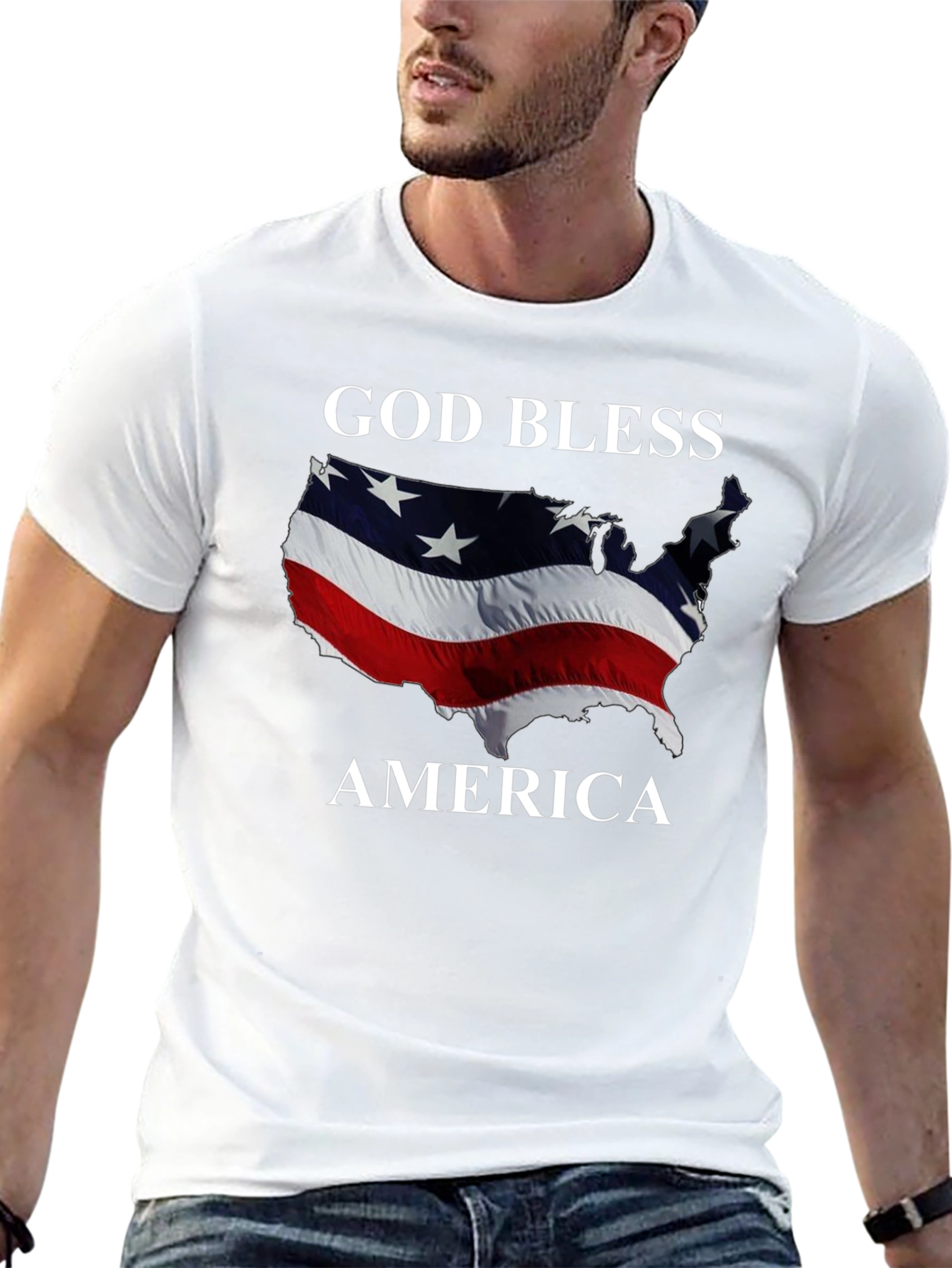 God Bless America Patriotic Graphic T-Shirt