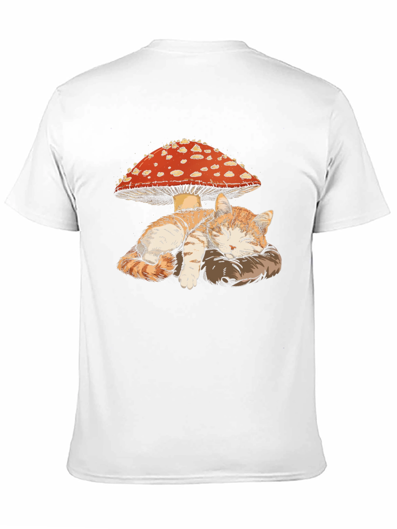 Cat Sleeping Under Mushroom Graphic T-Shirt