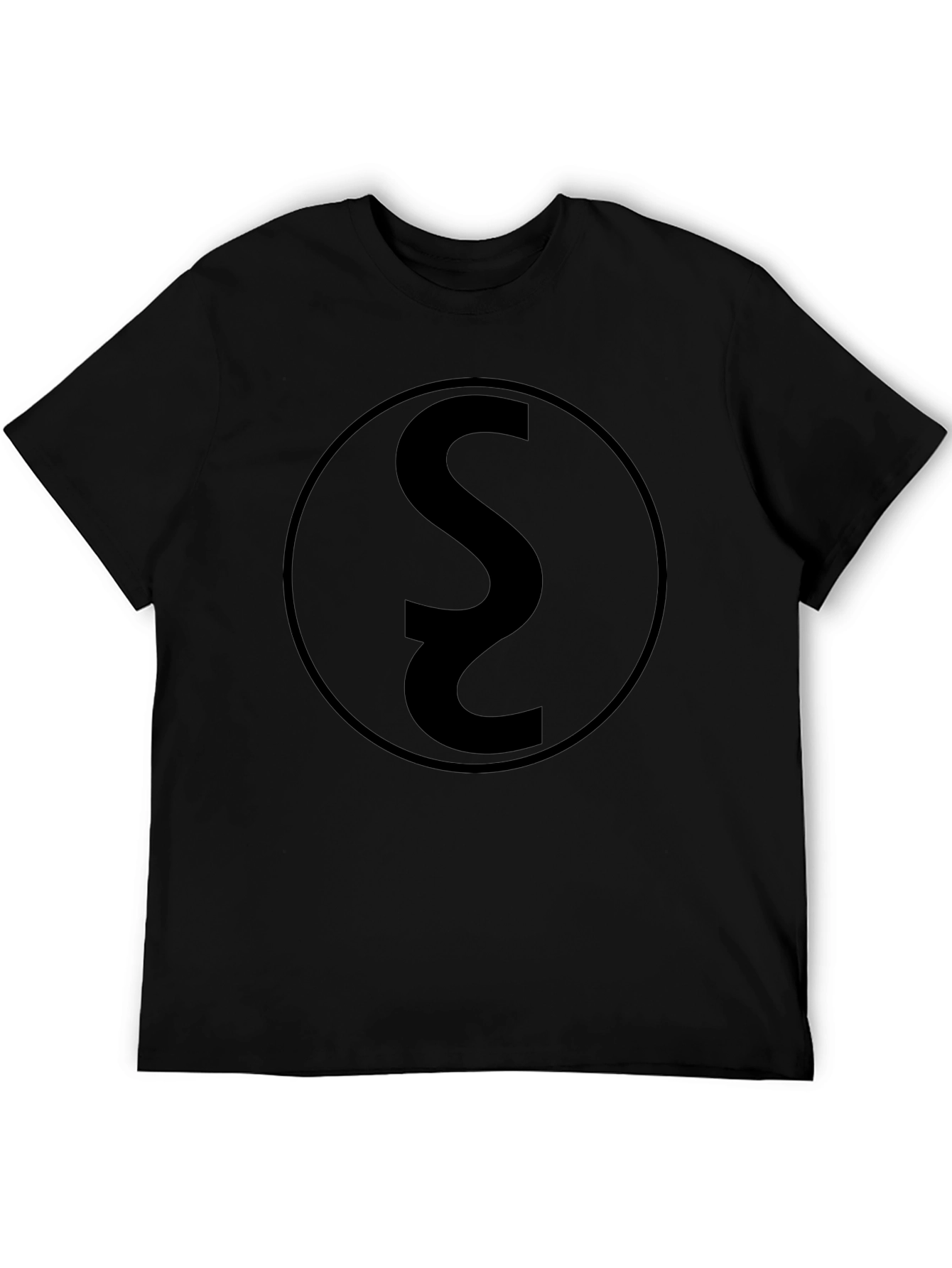 Black Graphic Tee with Circular S Design