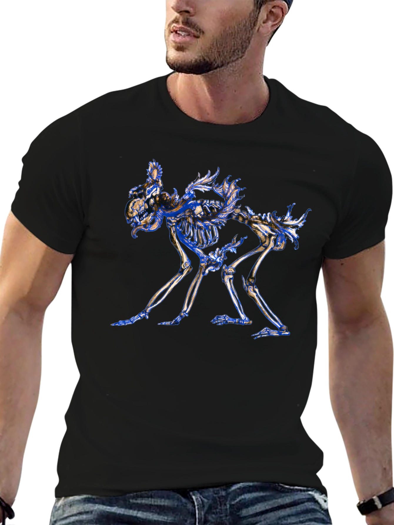 Skeleton Dog Graphic Tee - Unique Art T-Shirt