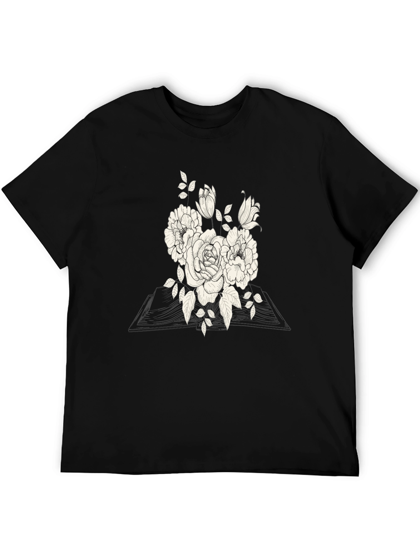 Black Floral Graphic Tee for Men