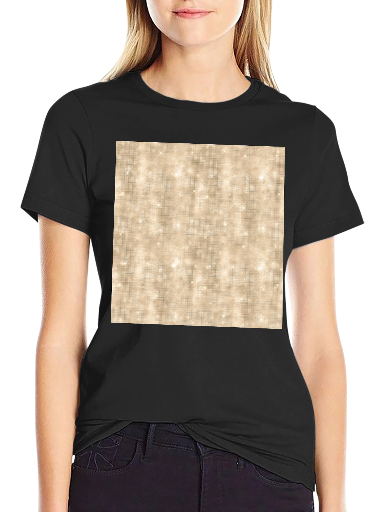 Mens Black T-Shirt with Sparkle Pattern