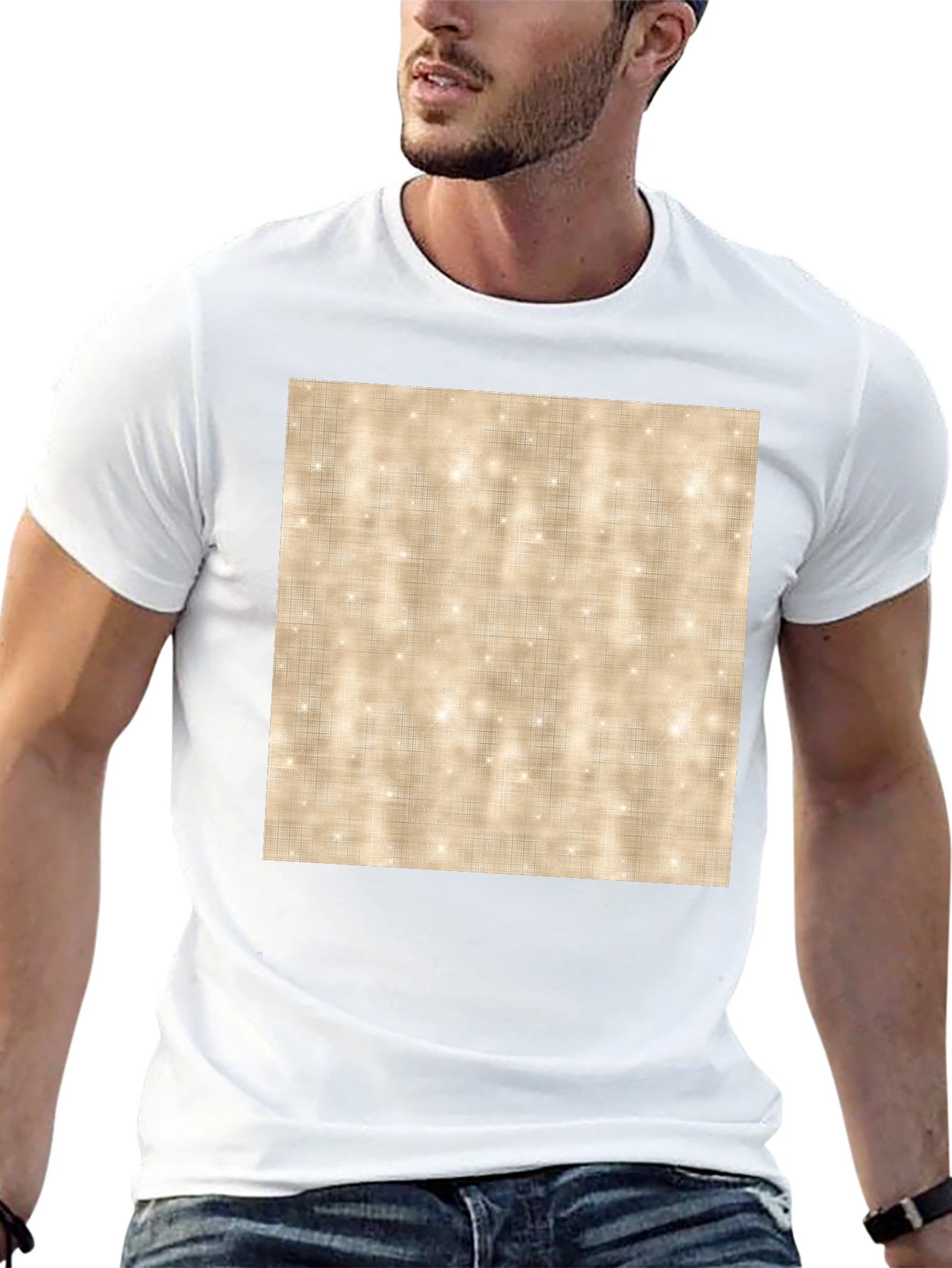 Mens Black T-Shirt with Sparkle Pattern