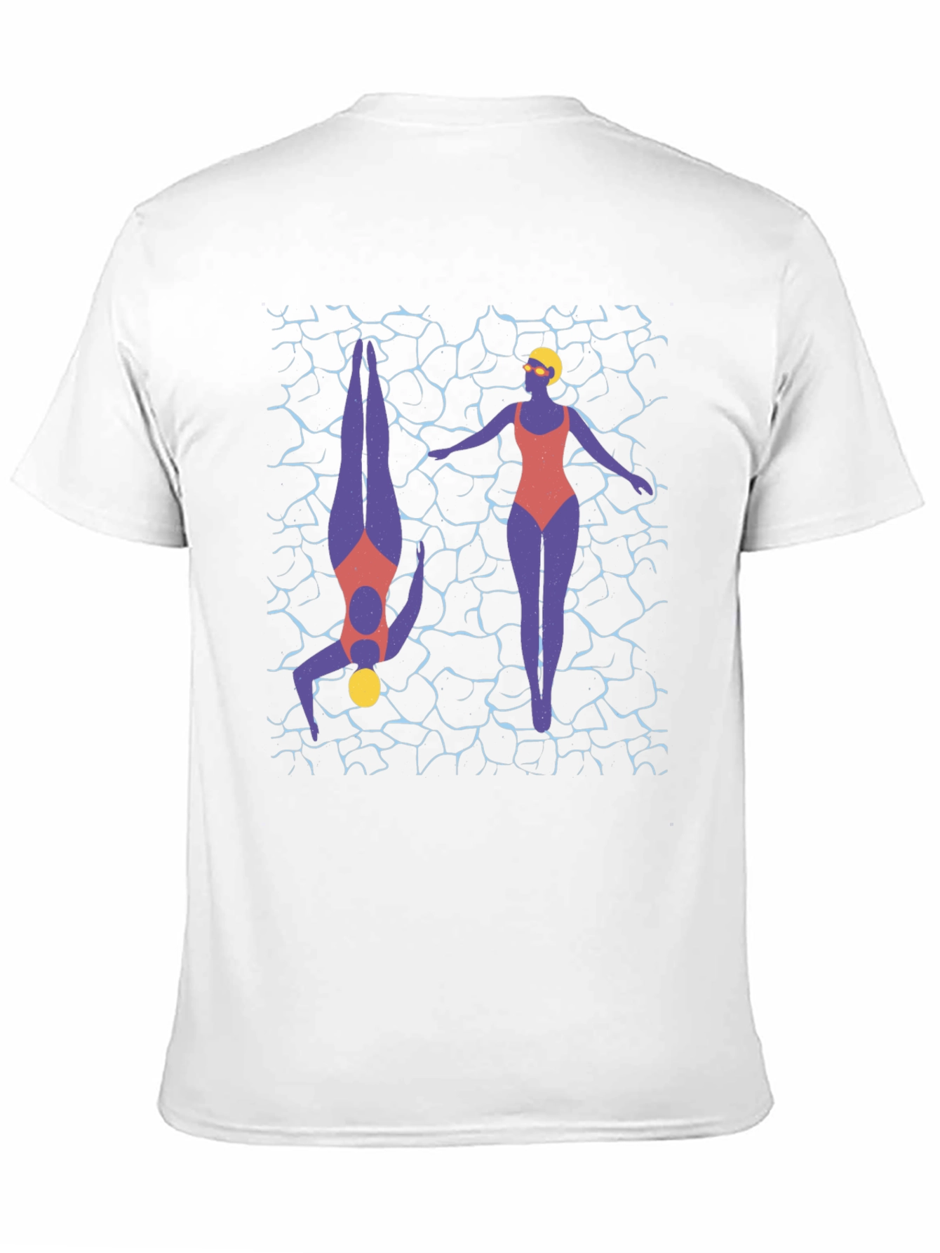 Stylish Swimmers Graphic Print T-Shirt - Black