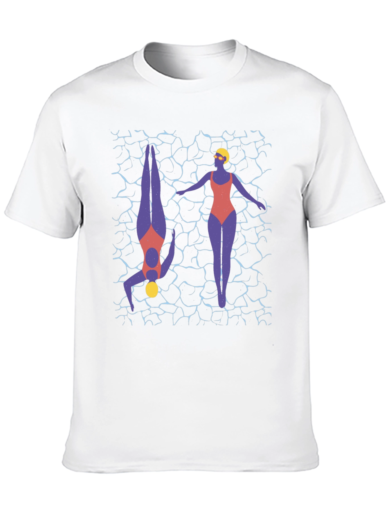 Stylish Swimmers Graphic Print T-Shirt - Black