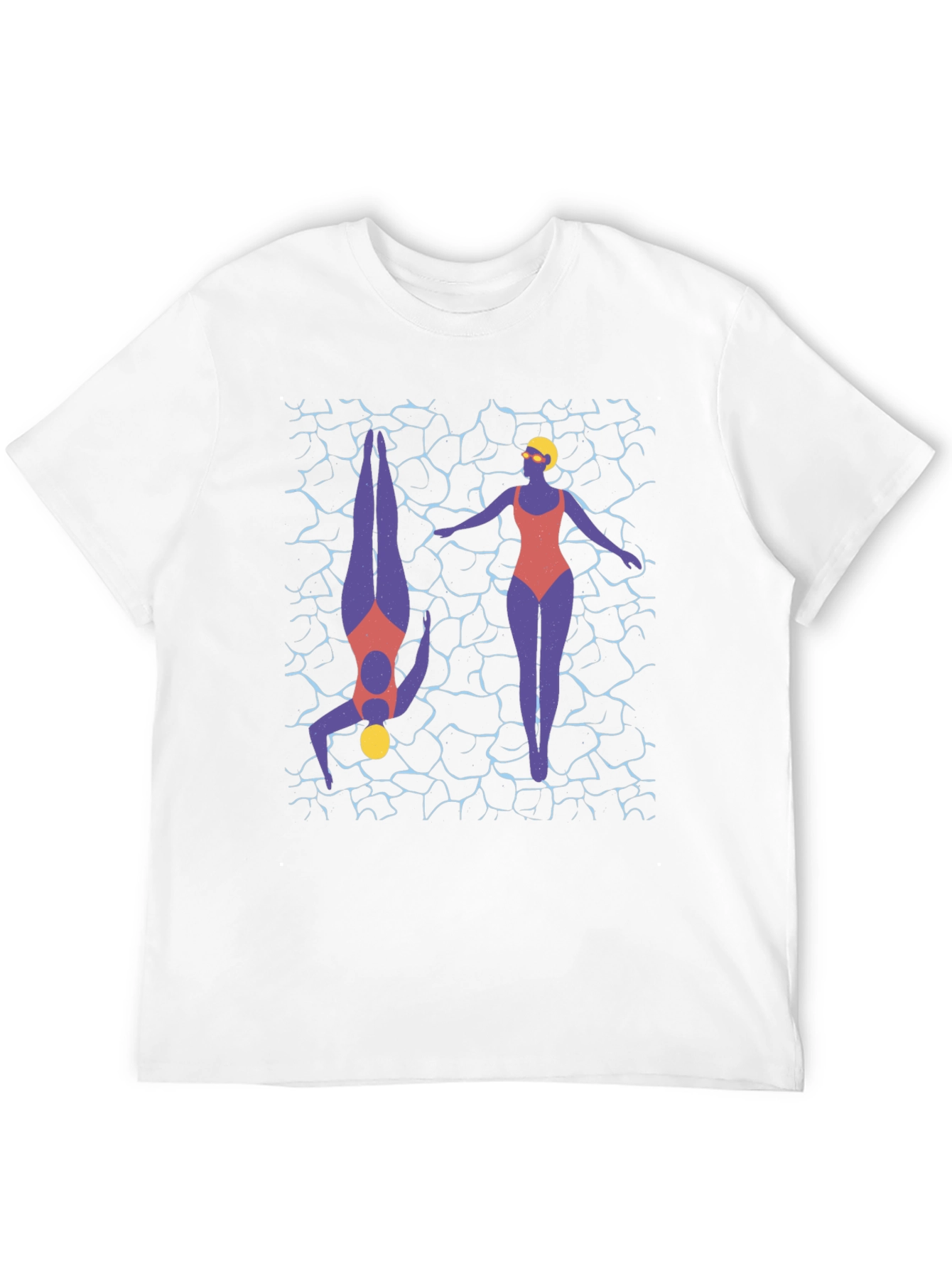 Stylish Swimmers Graphic Print T-Shirt - Black