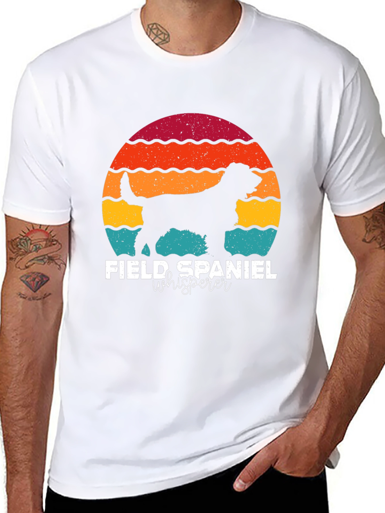 Field Spaniel Whisperer Retro Sunset T-Shirt
