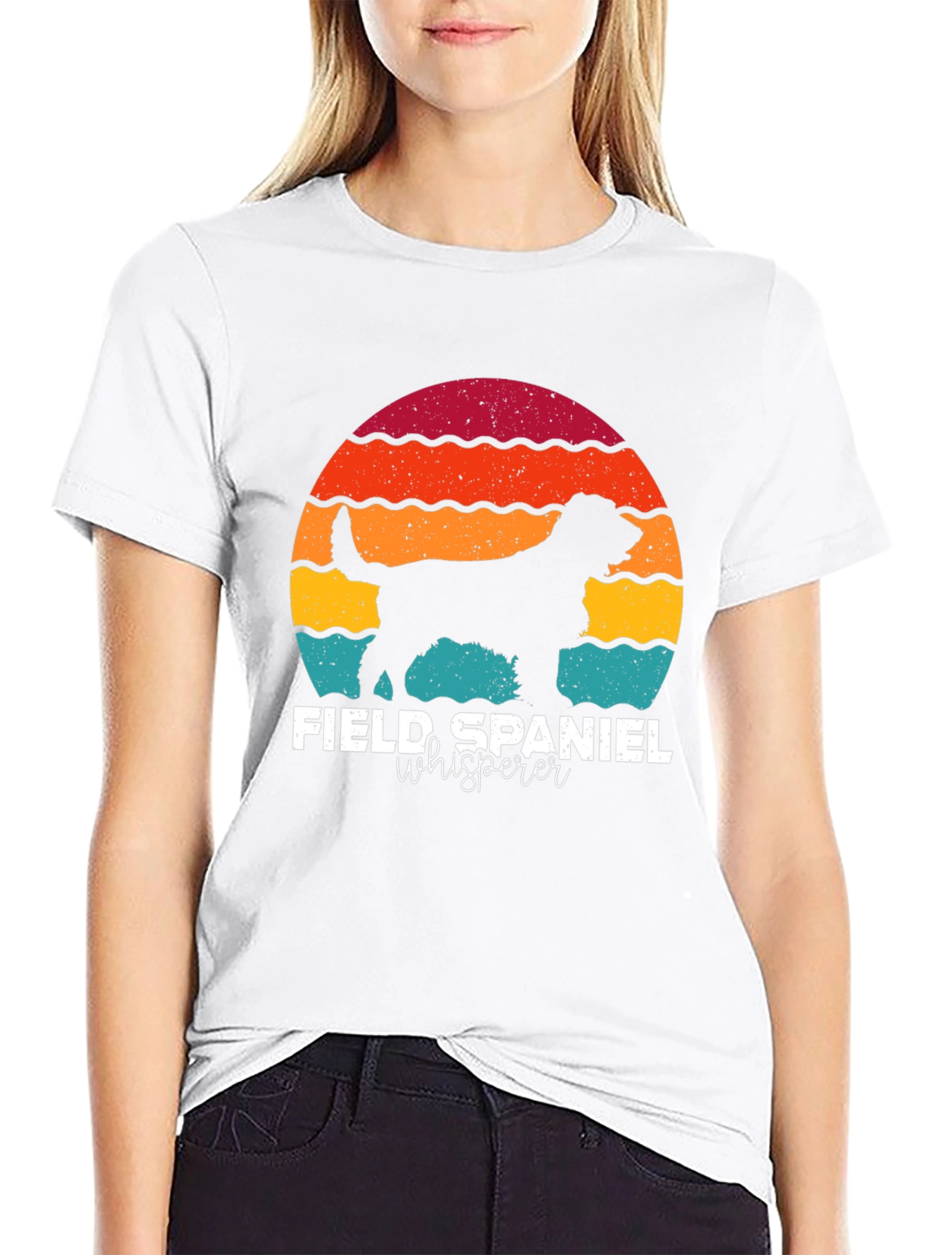 Field Spaniel Whisperer Retro Sunset T-Shirt