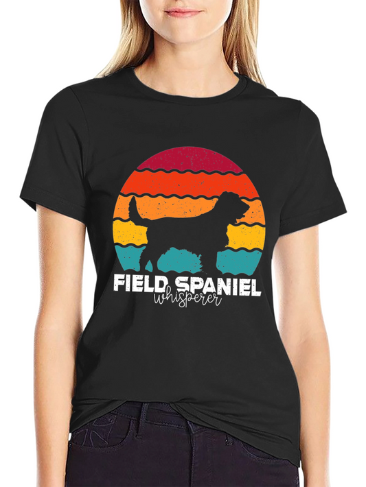 Field Spaniel Whisperer Retro Sunset T-Shirt
