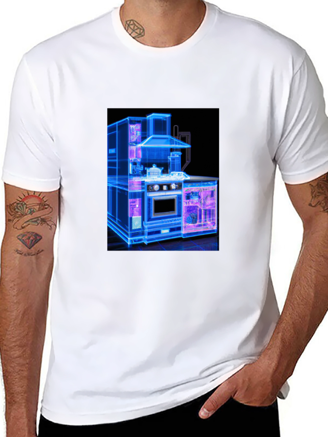 Modern Kitchen Blueprint Graphic Tee