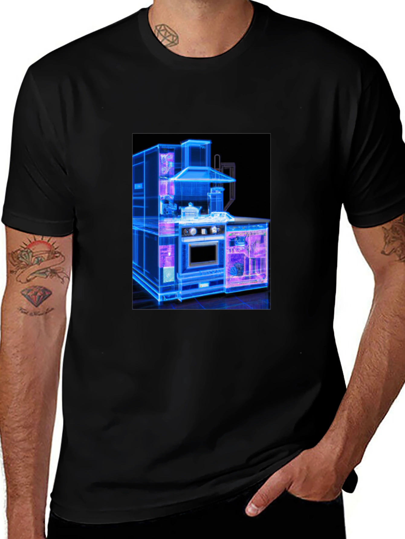 Modern Kitchen Blueprint Graphic Tee