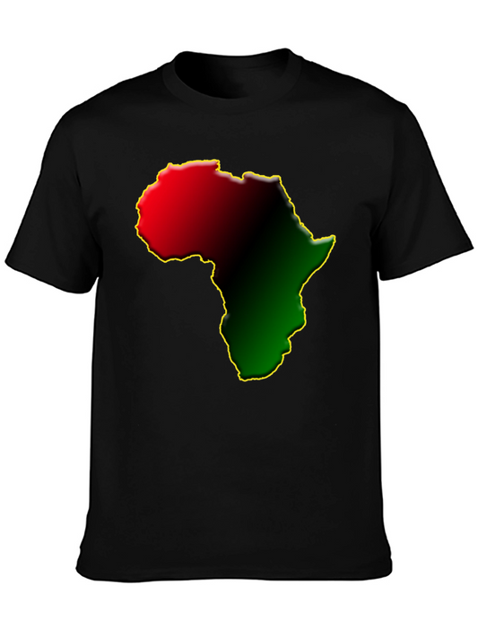 Africa Map Black T-Shirt - Rasta Colors