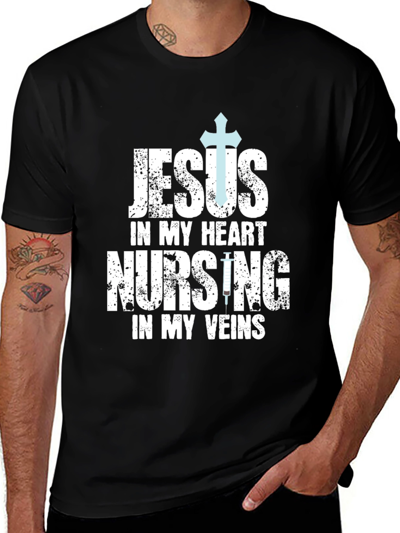 Jesus in My Heart Nursing in My Veins T-Shirt
