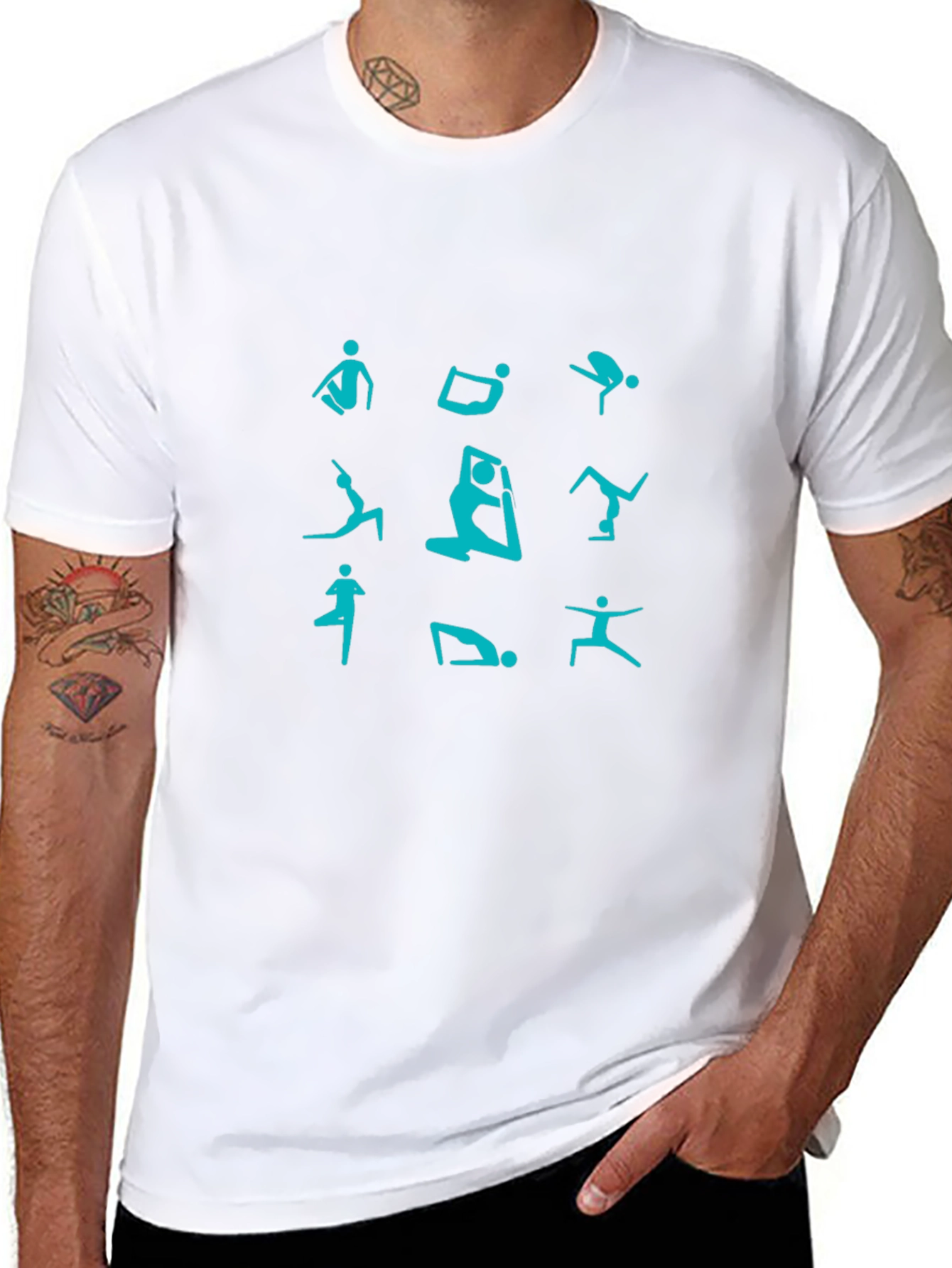 Yoga Pose Print Black T-Shirt
