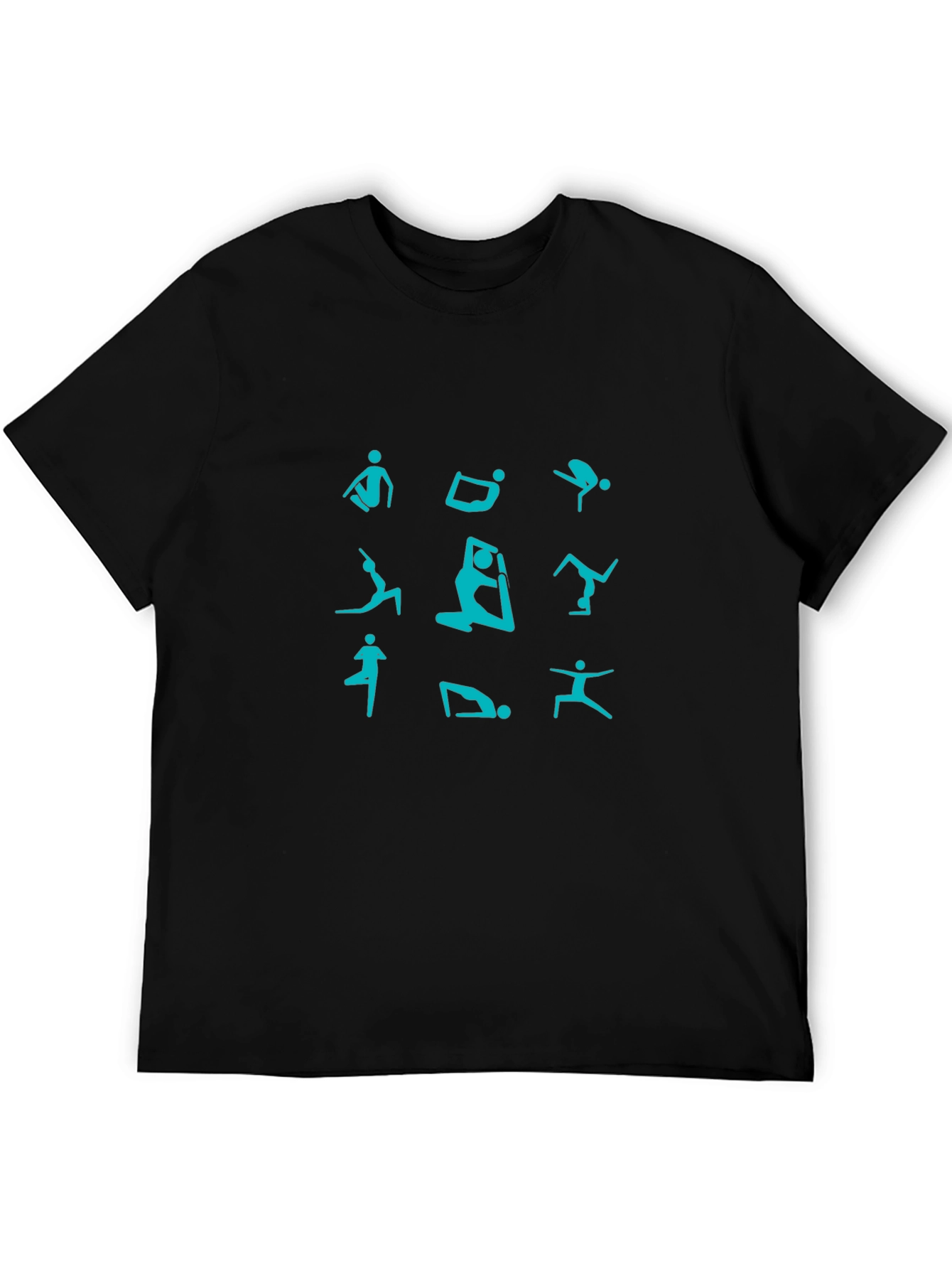 Yoga Pose Print Black T-Shirt