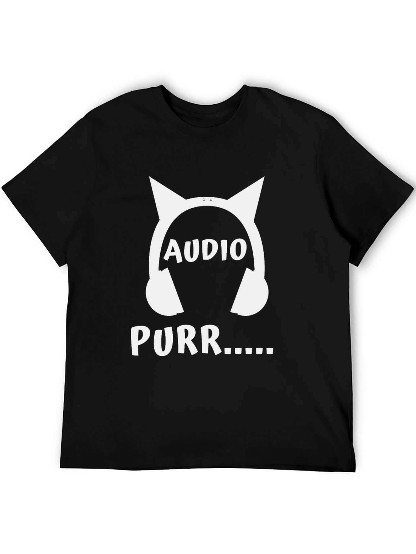 Audio Purr Cat Headphones T-Shirt - Black