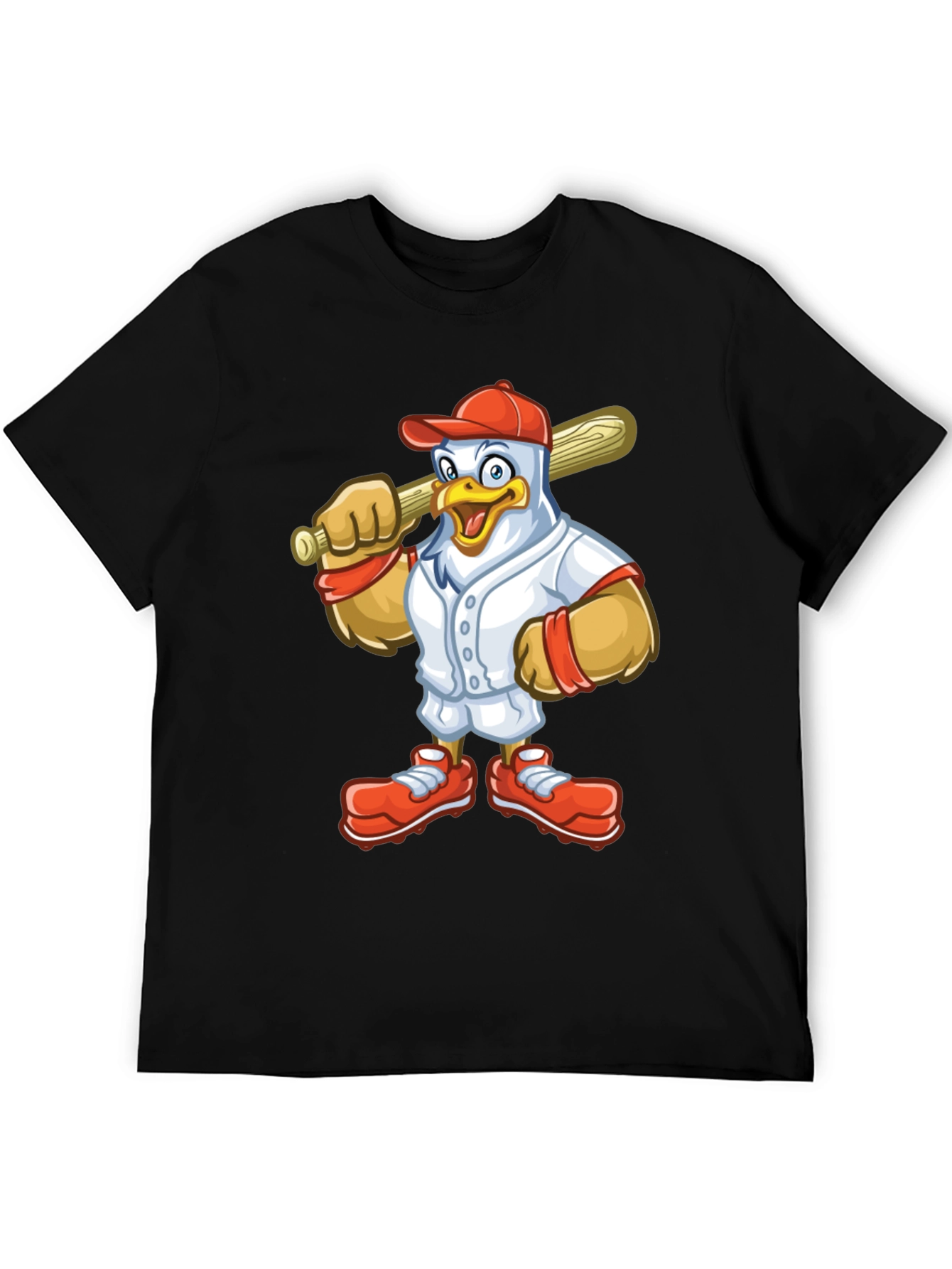 Cartoon Chicken Baseball Player T-Shirt
