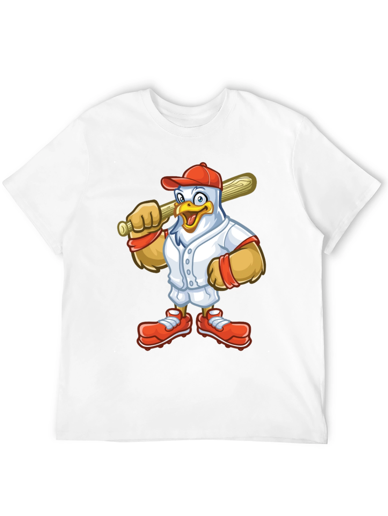 Cartoon Chicken Baseball Player T-Shirt
