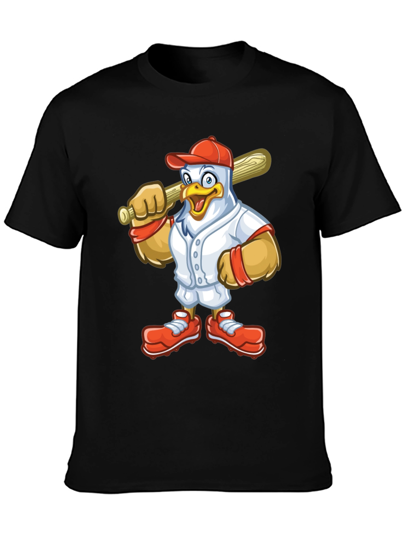 Cartoon Chicken Baseball Player T-Shirt