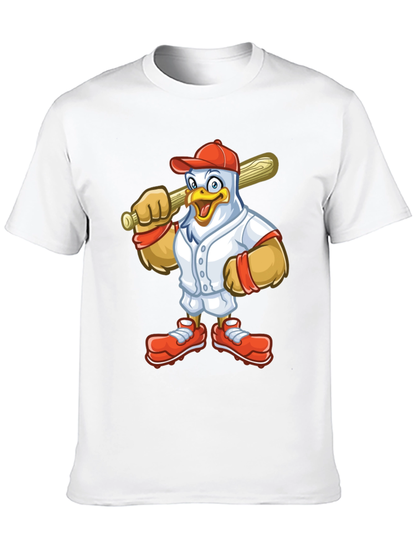 Cartoon Chicken Baseball Player T-Shirt