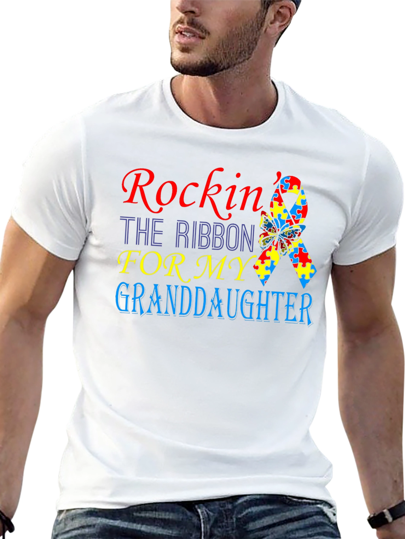 Rockin the Ribbon Autism Awareness Granddaughter T-Shirt