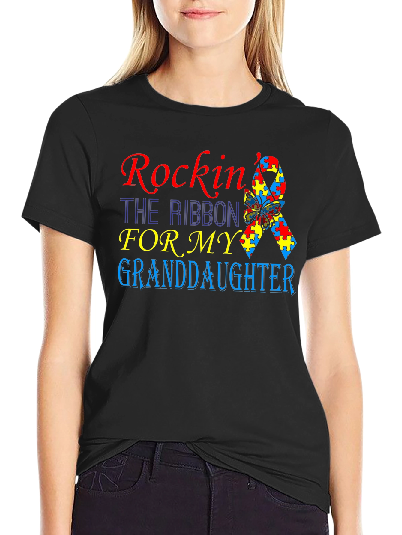 Rockin the Ribbon Autism Awareness Granddaughter T-Shirt