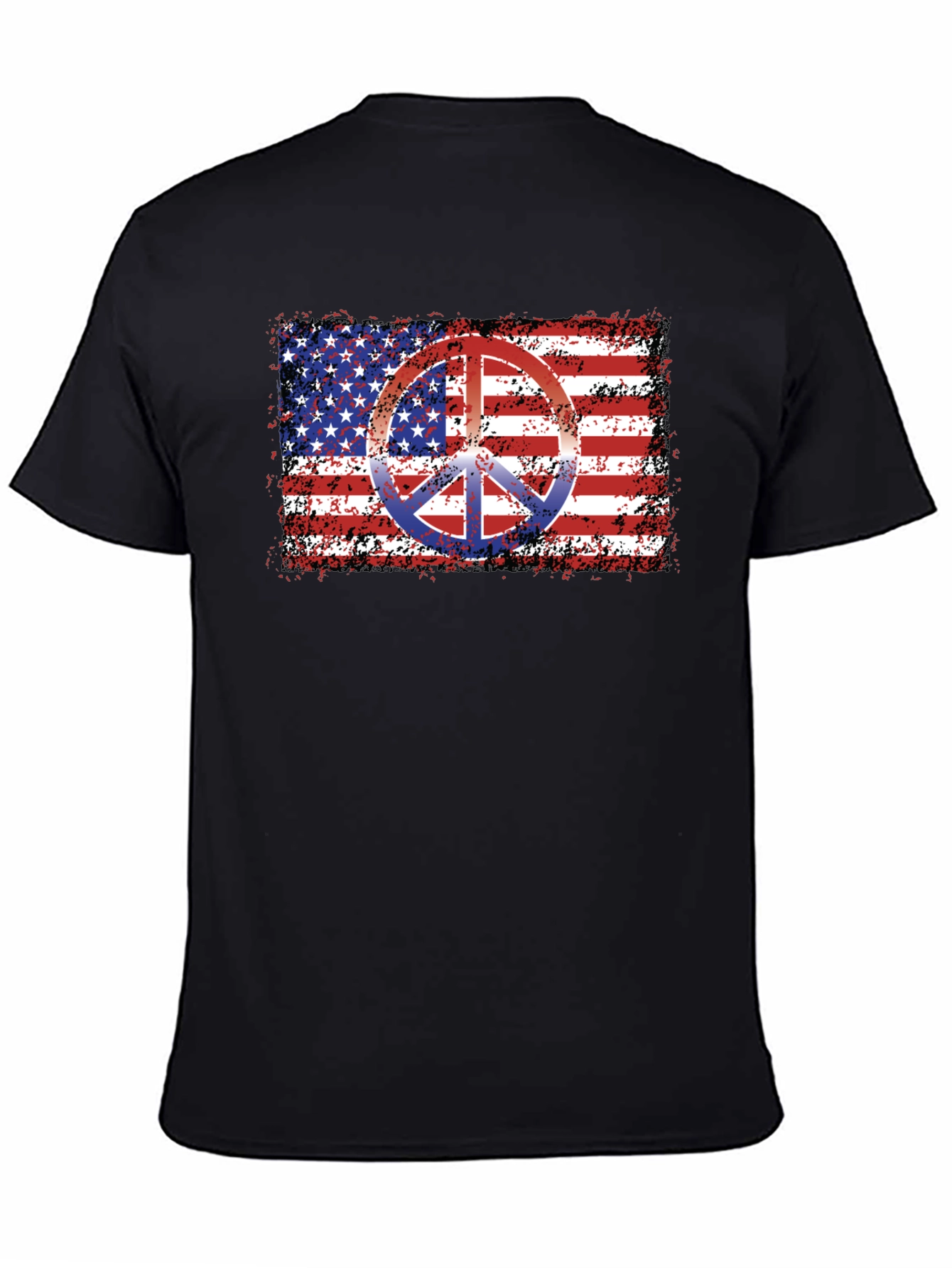 American Flag Peace Sign Black T-Shirt