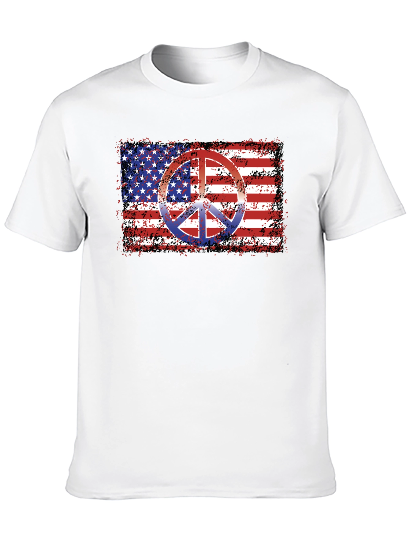 American Flag Peace Sign Black T-Shirt