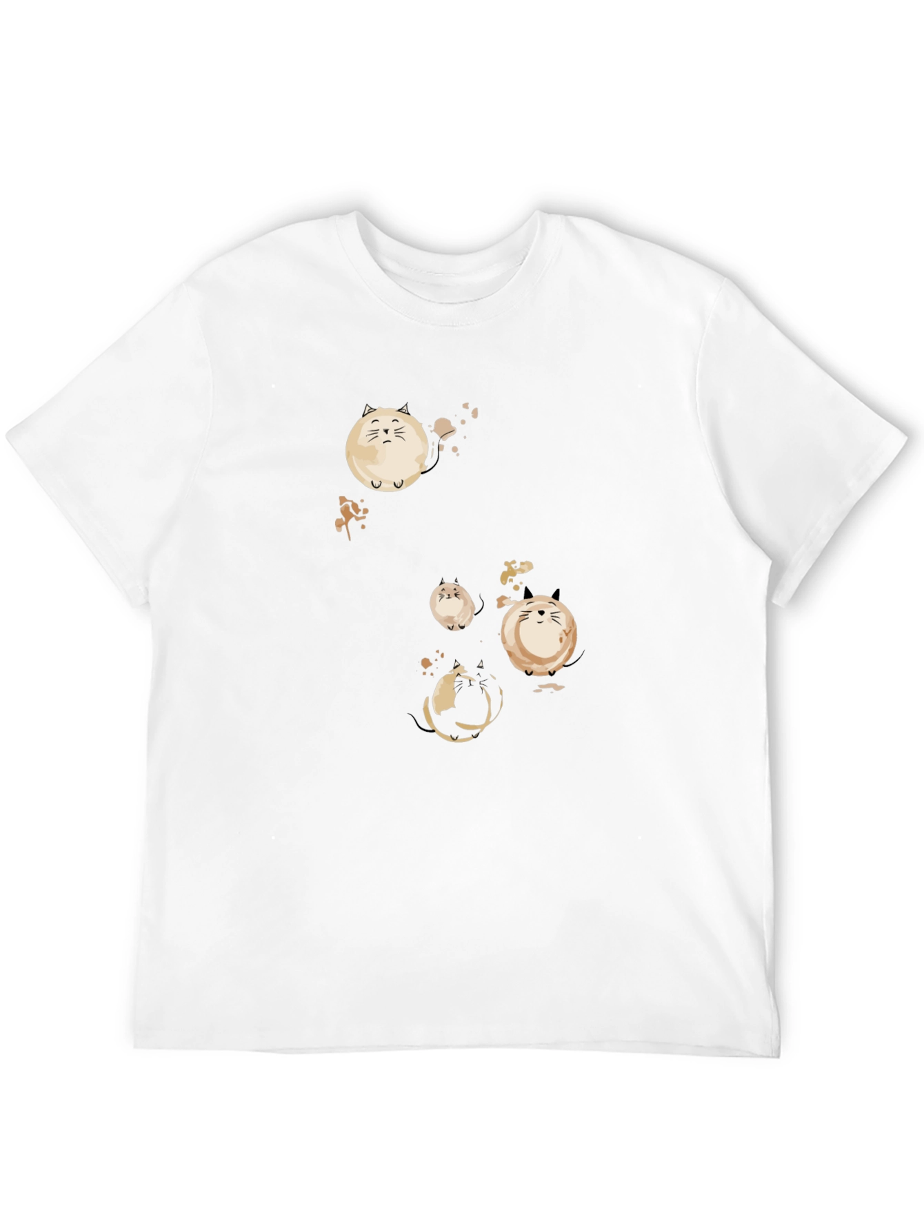 Round Cat Graphic Black T-Shirt
