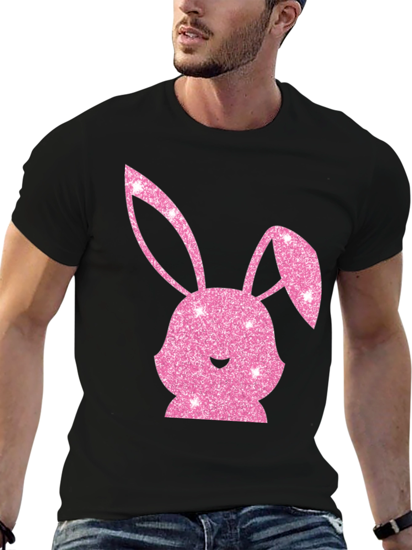 Easter Bunny T-Shirt - Sparkly Pink Bunny Design