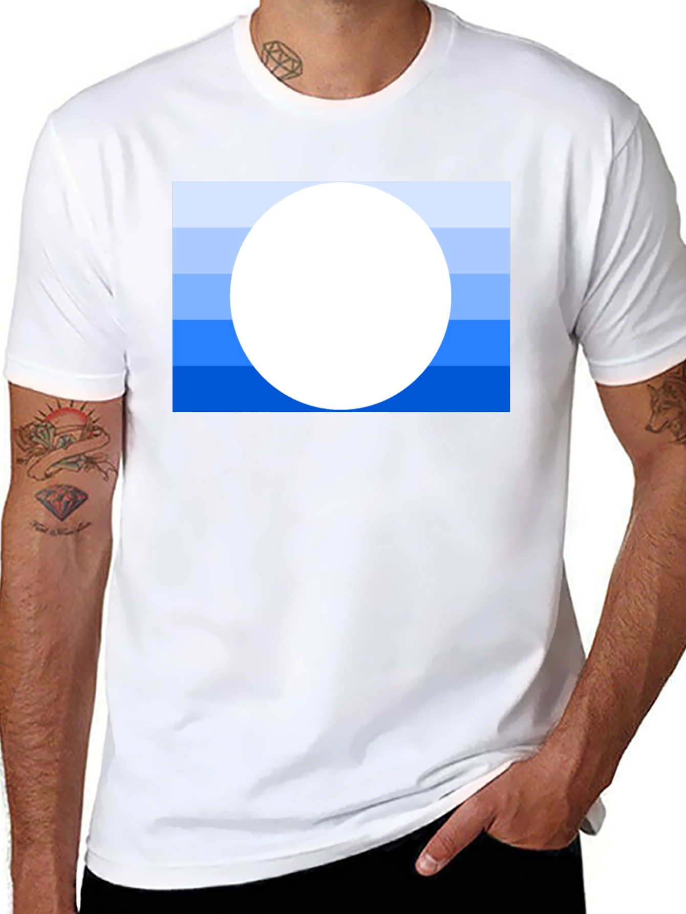 Striped Horizon Tee - Modern Graphic Print