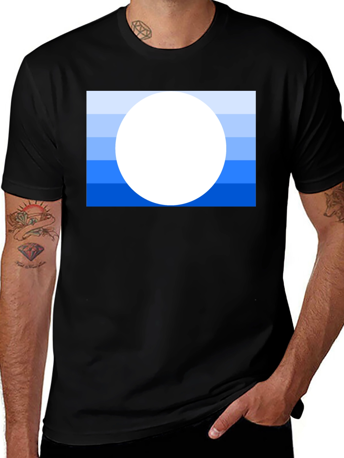 Striped Horizon Tee - Modern Graphic Print
