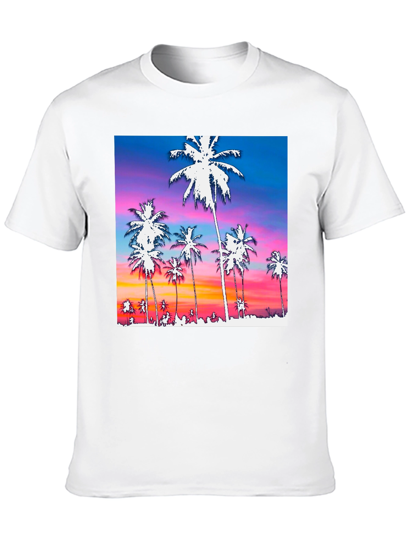 Tropical Sunset Palm Tree Graphic Tee