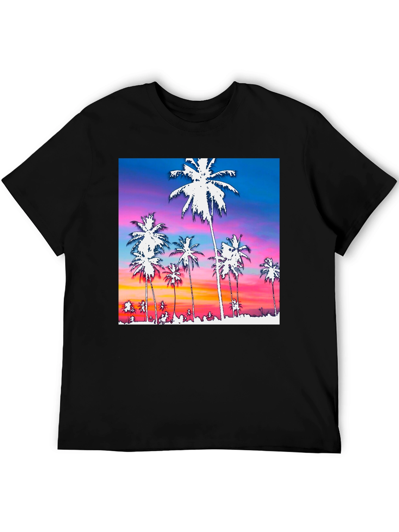 Tropical Sunset Palm Tree Graphic Tee