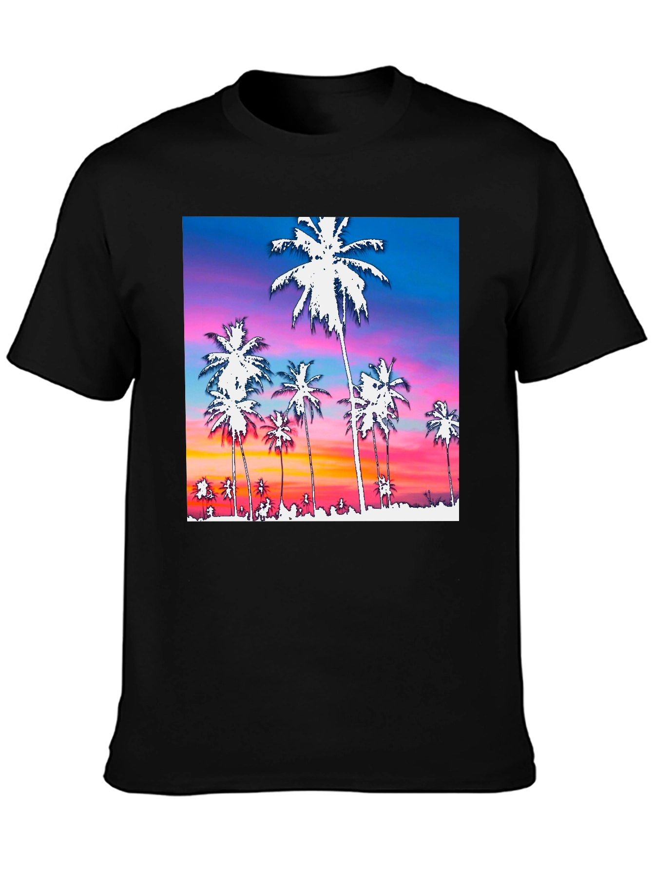Tropical Sunset Palm Tree Graphic Tee