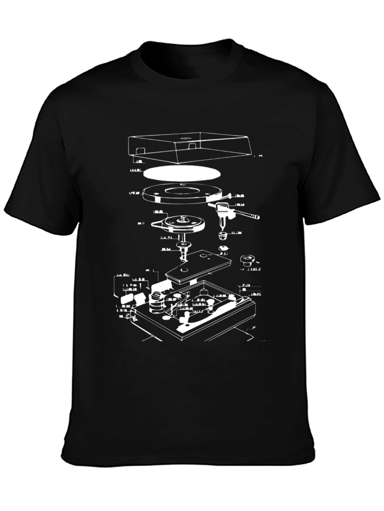 Retro Turntable Schematic Graphic T-Shirt