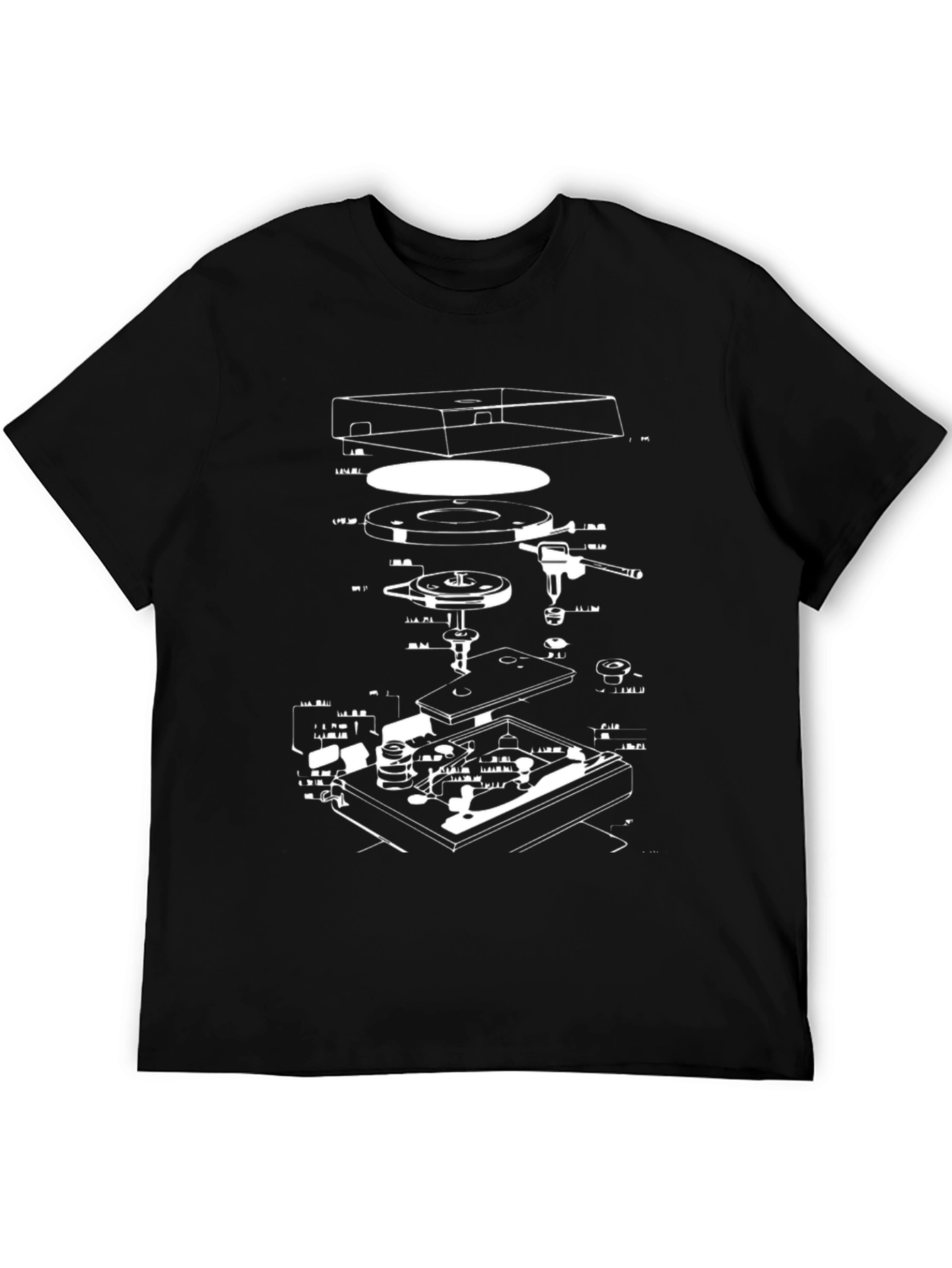 Retro Turntable Schematic Graphic T-Shirt