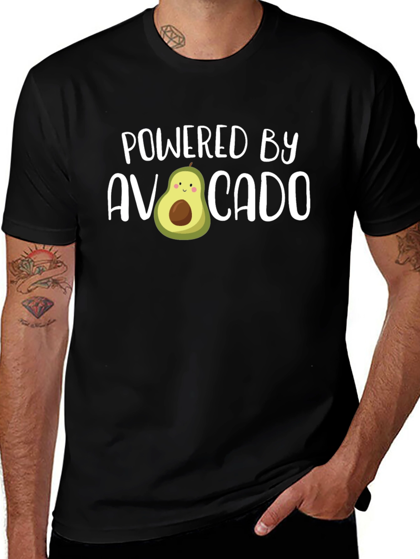 Powered by Avocado Funny Graphic Tee