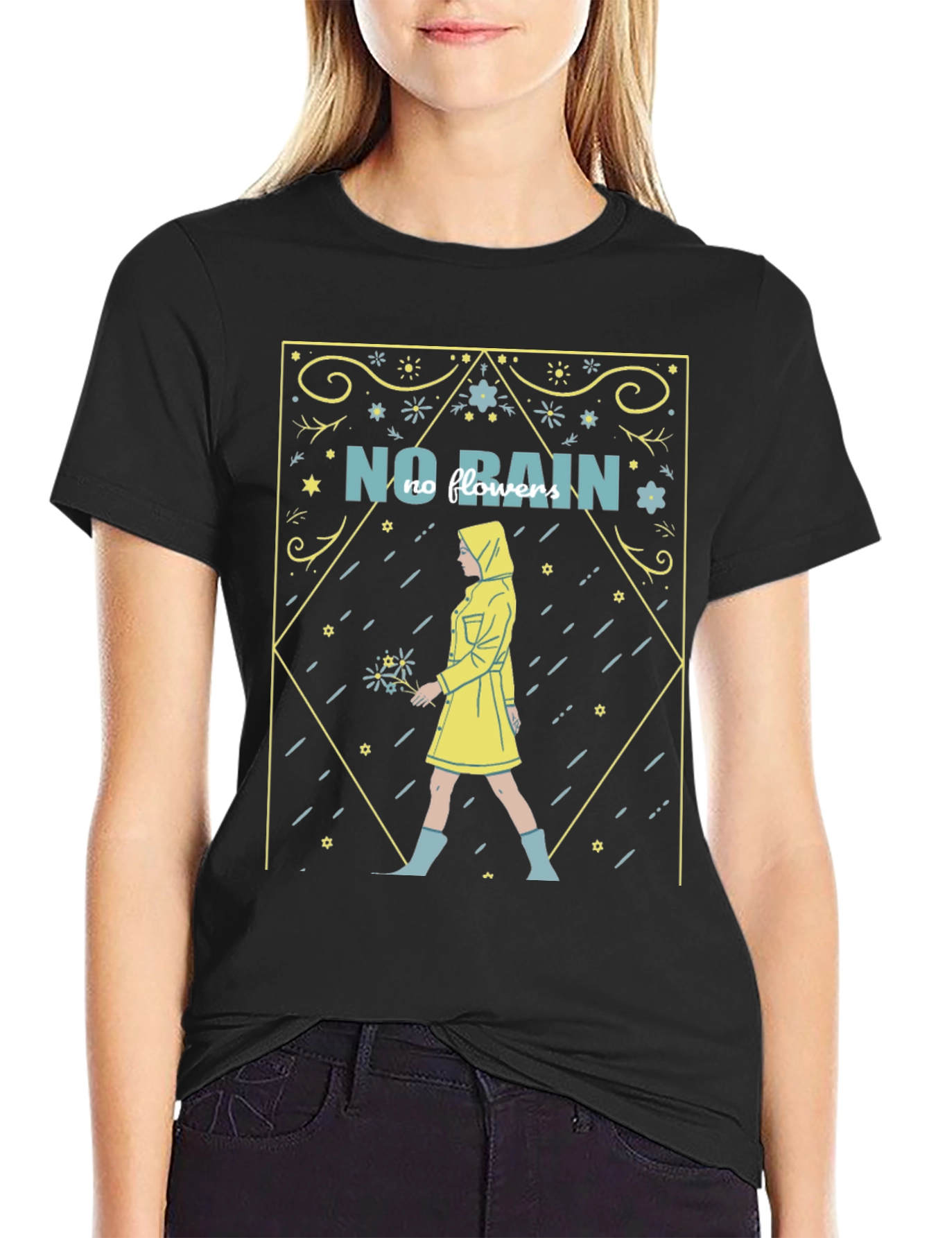 No Rain No Flowers T-Shirt - Stylish Graphic Tee
