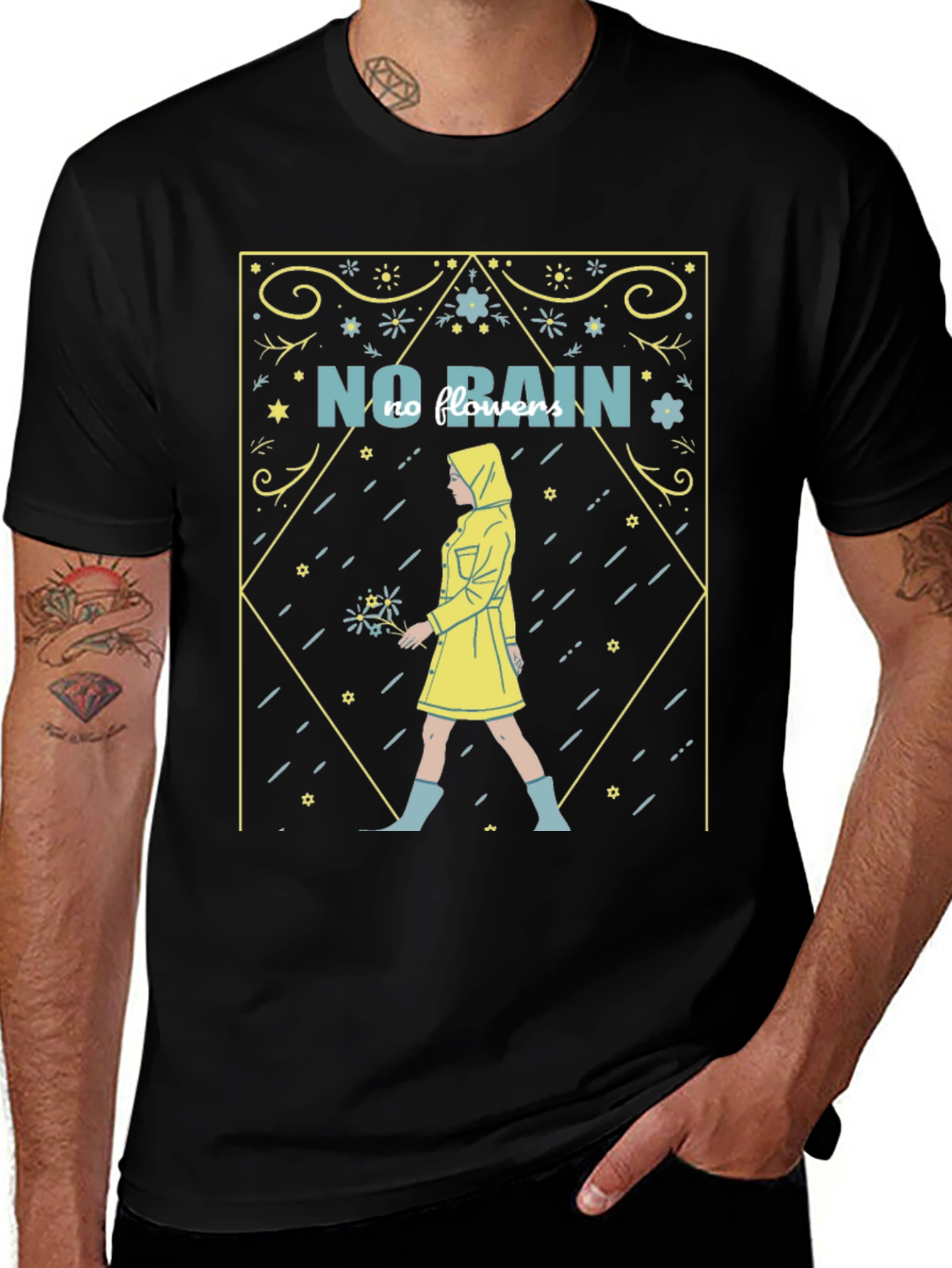 No Rain No Flowers T-Shirt - Stylish Graphic Tee