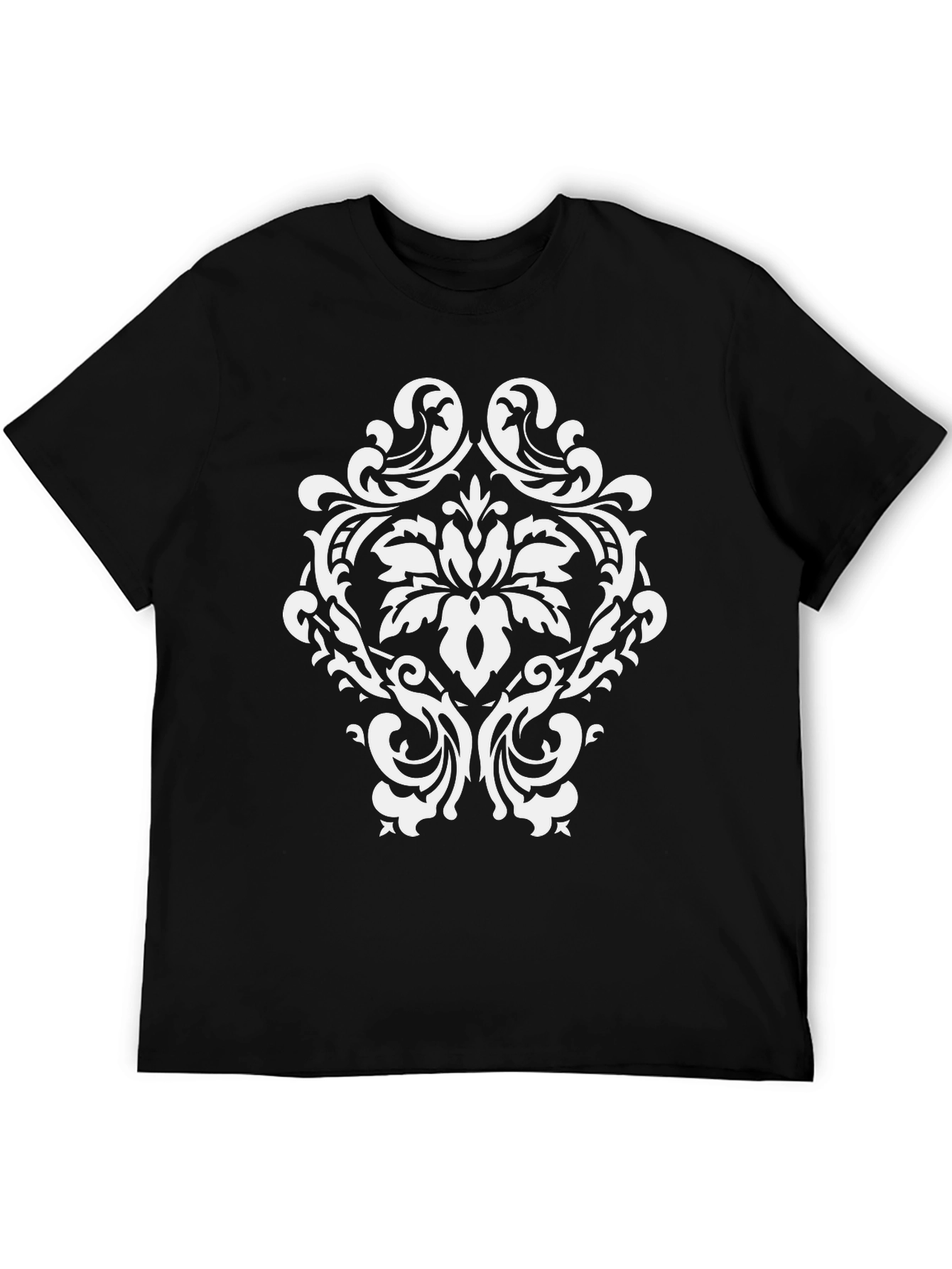Elegant Damask Print Black T-Shirt