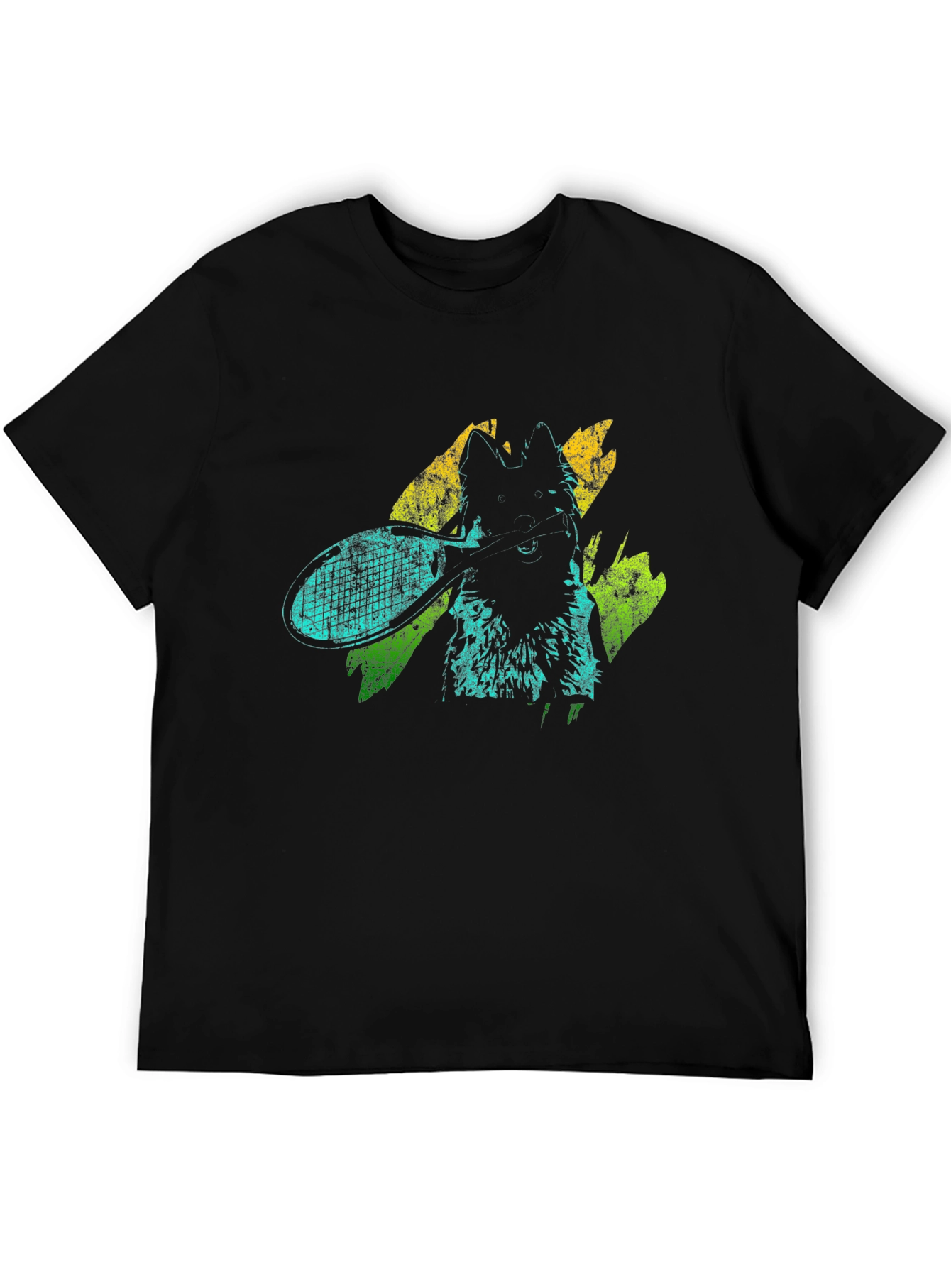 Dog Tennis Graphic T-Shirt - Unisex Black Tee