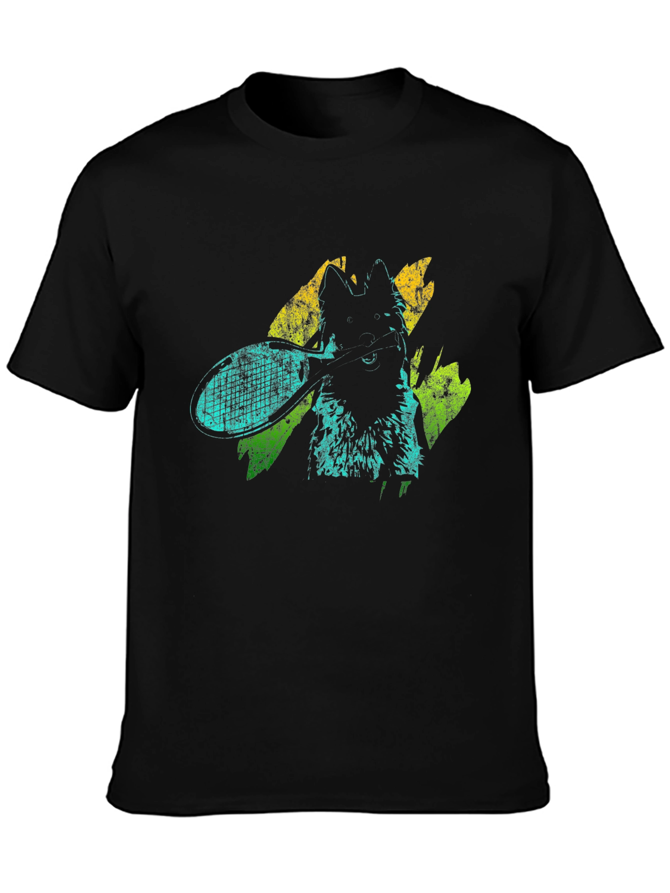 Dog Tennis Graphic T-Shirt - Unisex Black Tee
