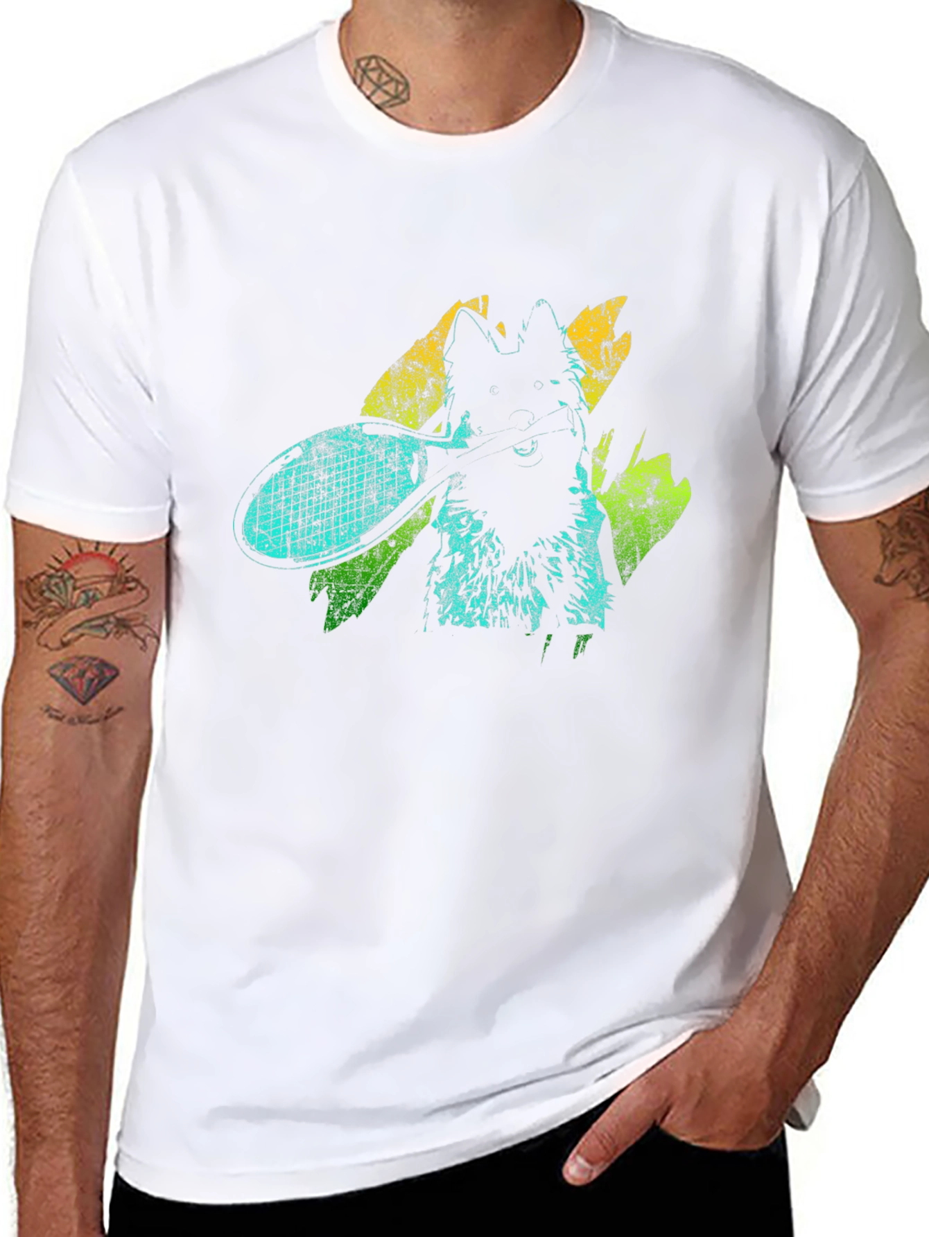 Dog Tennis Graphic T-Shirt - Unisex Black Tee