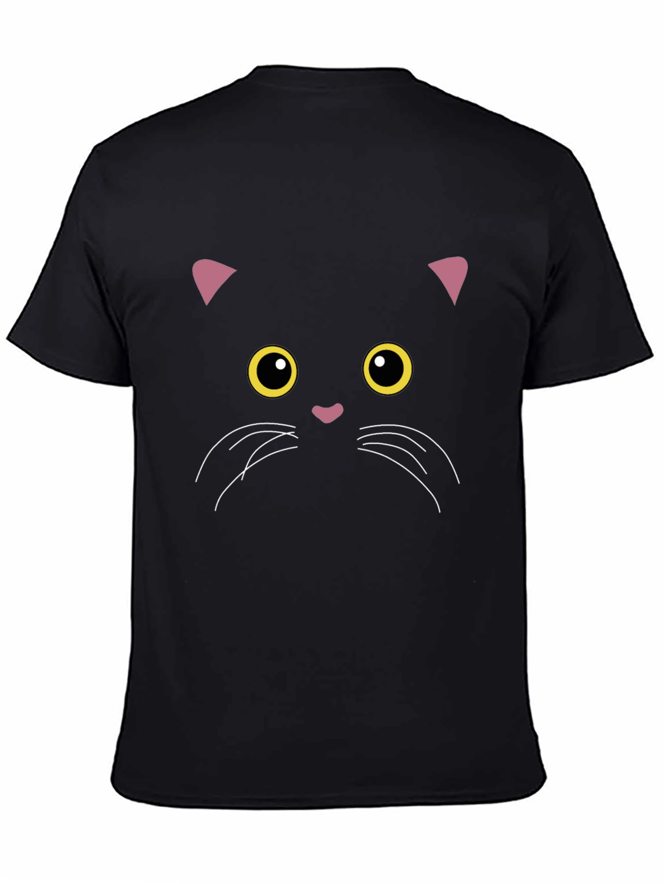Black Cat Face Graphic T-Shirt