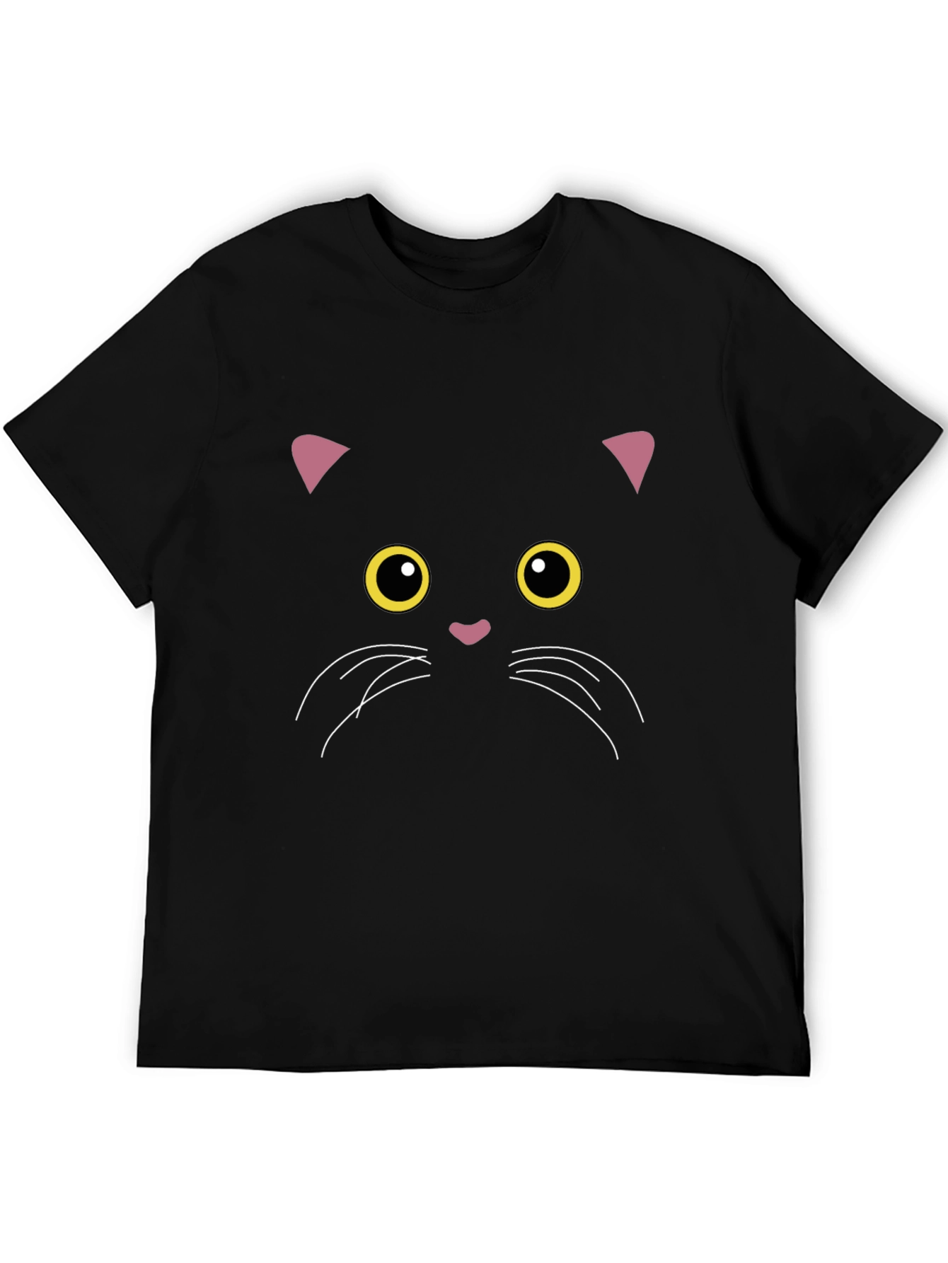 Black Cat Face Graphic T-Shirt