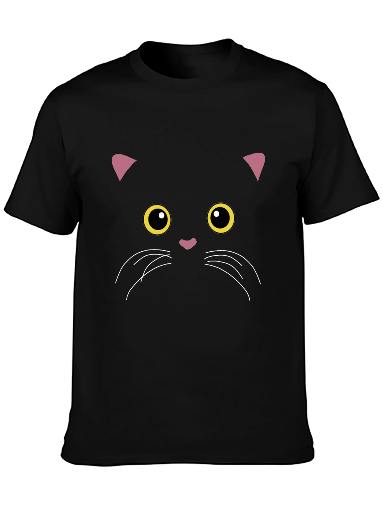 Black Cat Face Graphic T-Shirt
